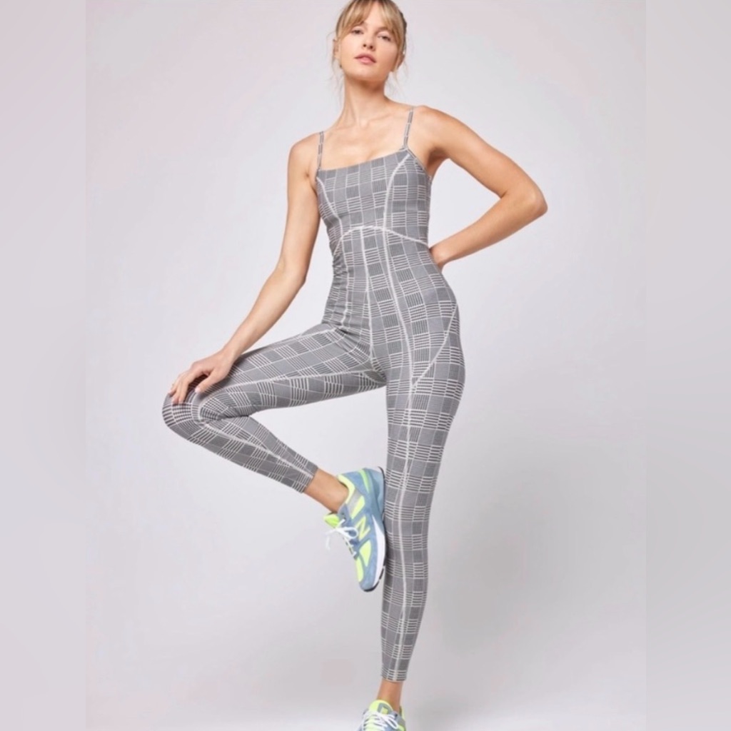 L*Space Go The Distance Jumpsuit M Houndstooth Nwt Open Back Stretch
